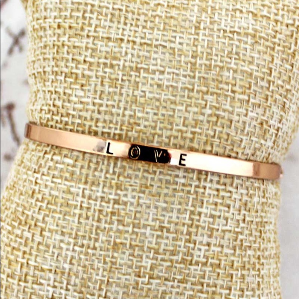 ROSE GOLDTONE 'LOVE' BAR BRACELET